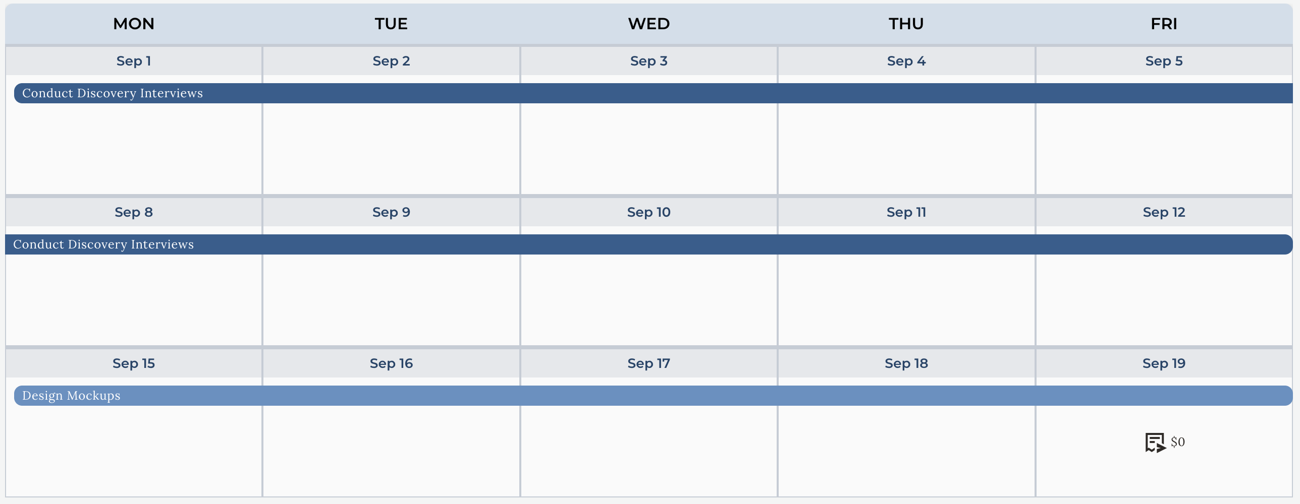 Activity Calendar Example