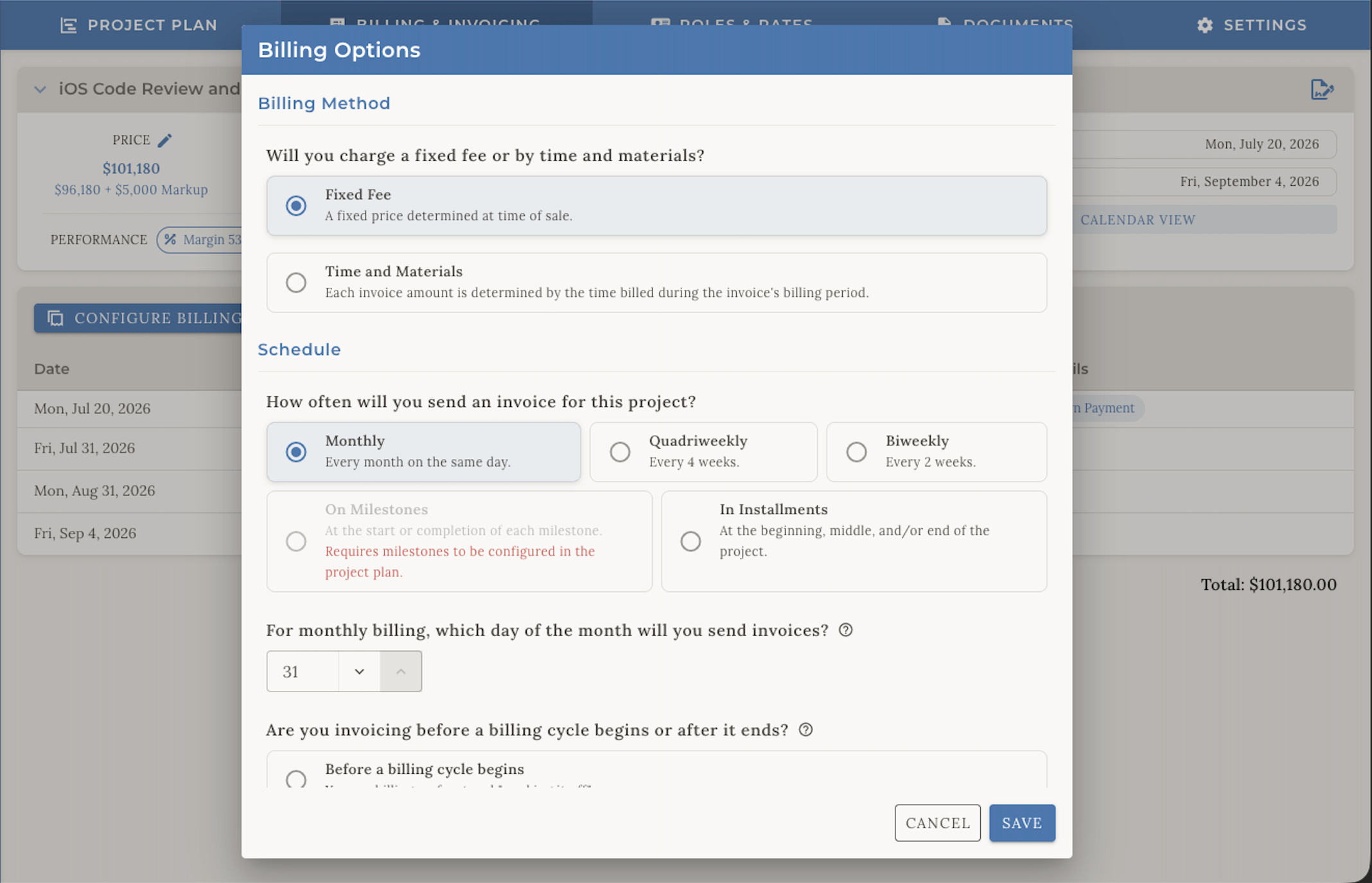 Invoice scheduling