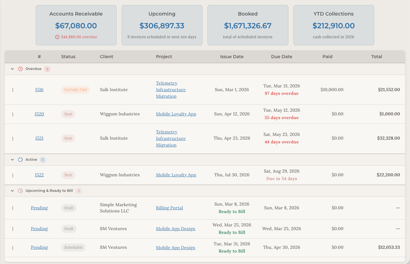 Invoicing screenshot