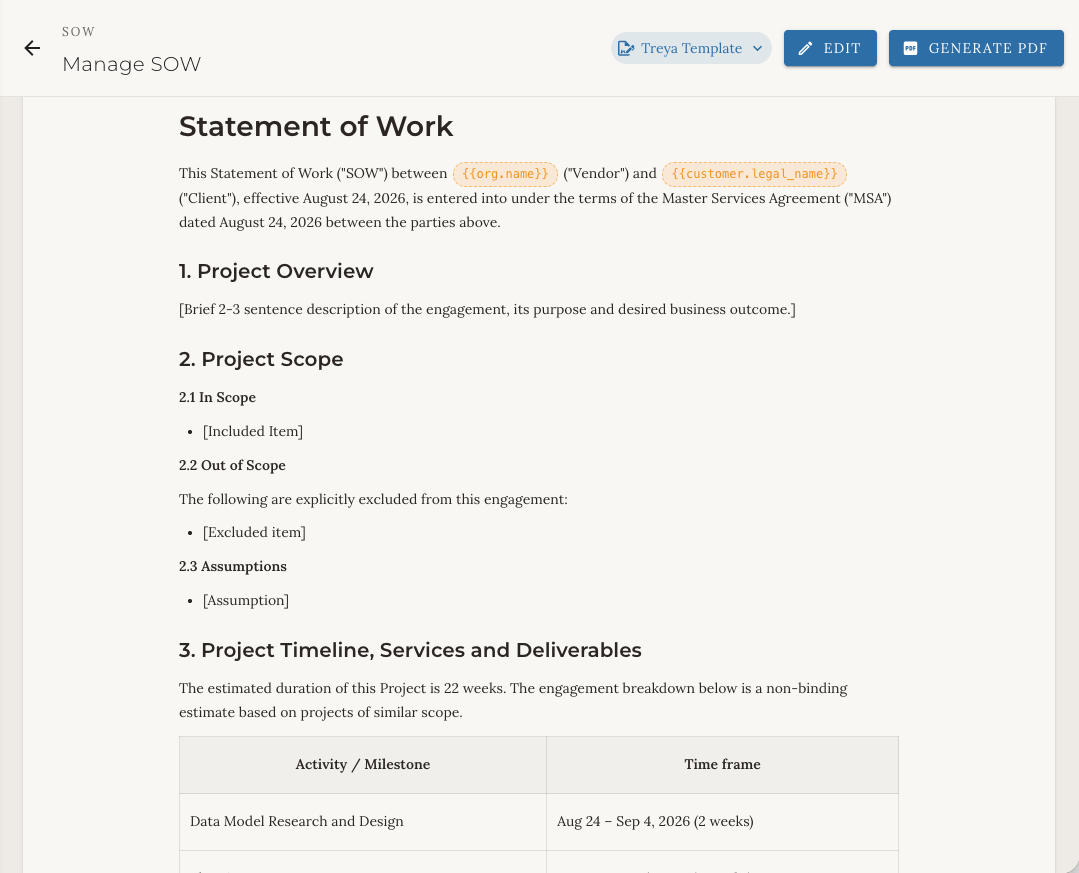 Automated Statement of Work creation