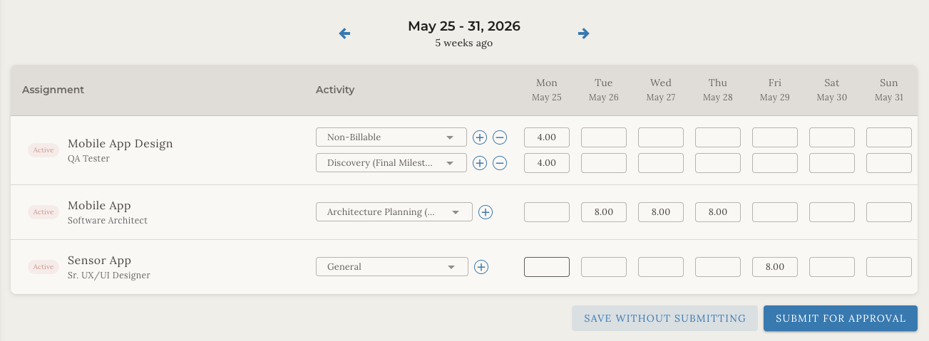 Time tracking screenshot
